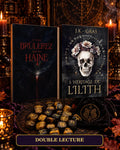 Formule Double Lecture : les deux romans Et vous brûlerez dans ma haine et L’Héritage de Lilith, avec des runes et leur pochon.