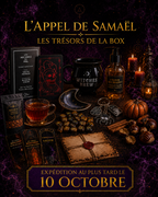 Aperçu des trésors selon la formule : tasse, infusion, fondant, coupelle lune, marque-pages et lettre ; runes, tarot ou porte-clé selon l’offre. Expédition au plus tard le 10 octobre 2026.