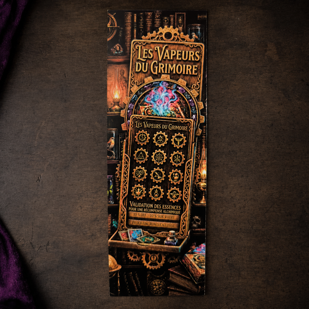 Marque-page steampunk Les Vapeurs du Grimoire de la Box Sorcière Vaudou à la carte