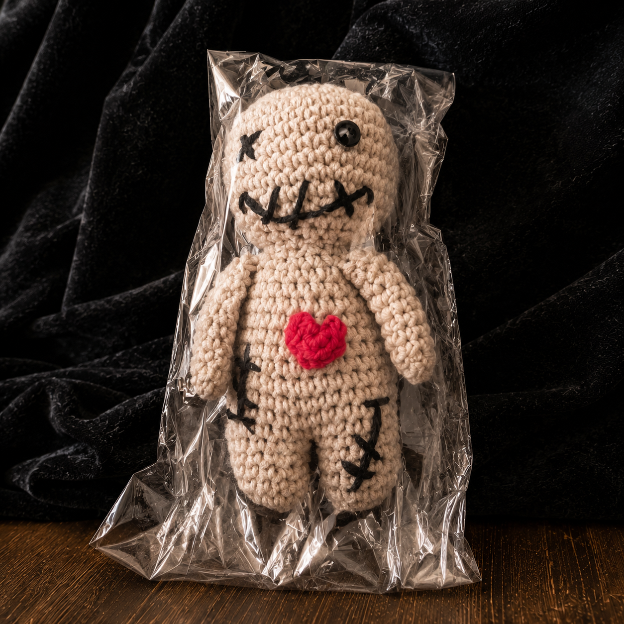 Poupée vaudou décorative au crochet