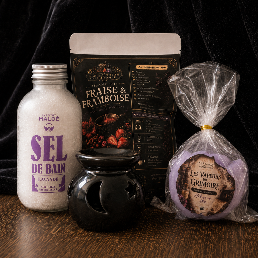 Rituel du Bain du Bayou avec sels de bain, infusion bio, brûleur et fondant à l’hibiscus